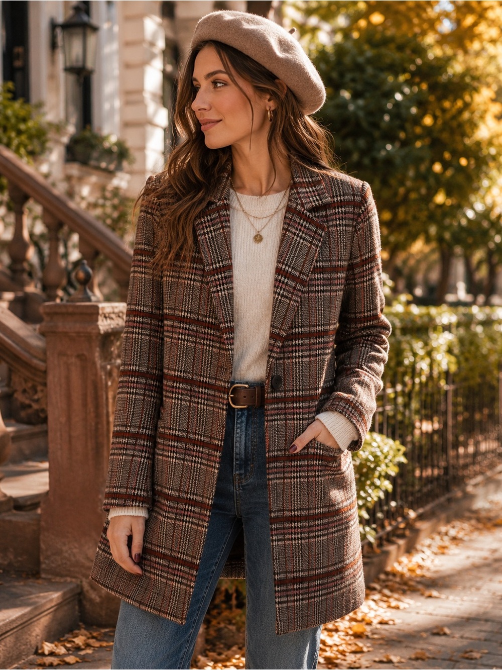 Reitmans Plaid Longline Coat | Size Small